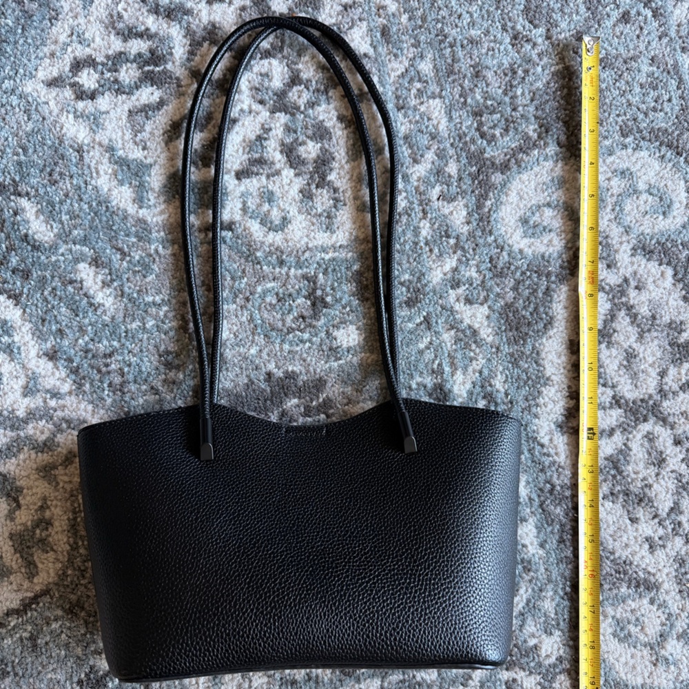 Black shoulder bag with long straps